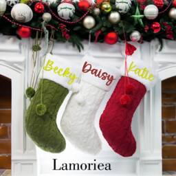Christmas Embroidered Name Stocking, Personalized Stockings, Knit Stockings, Family Stockings, Holiday Stockings Gifts - thumbnail 2