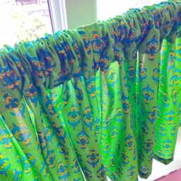 Floral Print Cotton Valance Set Green & Yellow Organic Drapes - thumbnail 3