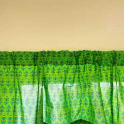 Floral Print Cotton Valance Set Green & Yellow Organic Drapes - thumbnail 2