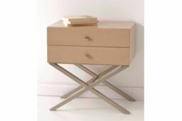 Nordic Nightstand With Metal Base - Modern Bedside Table - thumbnail 1