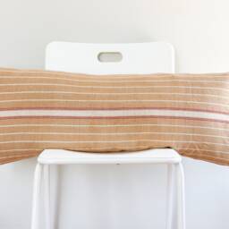 Handwoven Lumbar Pillow Cover Vintage Karen Textile, Boho Farmhouse Decor - thumbnail 2