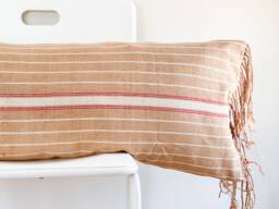 Handwoven Lumbar Pillow Cover Vintage Karen Textile, Boho Farmhouse Decor - thumbnail 1