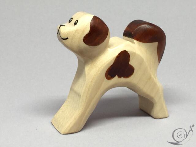 Toy Dog Wooden Colourful White With Brown Dots Running Size 6, 5x6, 0x2, 0 cm - Bxhxs Approx. 20 Gr - image 1