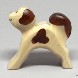 Toy Dog Wooden Colourful White With Brown Dots Running Size 6, 5x6, 0x2, 0 cm - Bxhxs Approx. 20 Gr - thumbnail 2