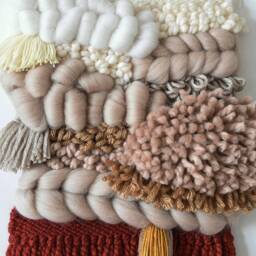 Chunky Woven Wall Hanging Boho Tapestry With Warm Colors - thumbnail 3
