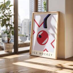 Ice Hockey Art Print - Minimalist Sports Wall Bold Geometric Poster - thumbnail 3