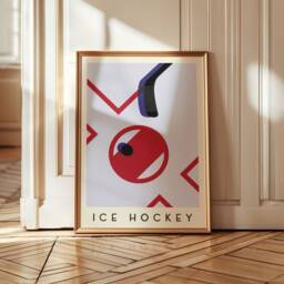 Ice Hockey Art Print - Minimalist Sports Wall Bold Geometric Poster - thumbnail 2