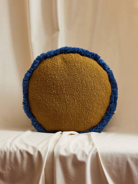 Maharam Round Boucle Pillows With Brush Fringe - image 1