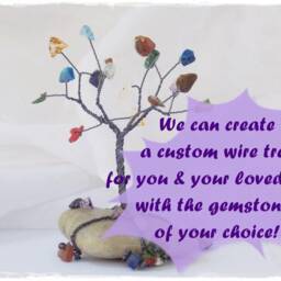Wire Tree Sculpture, Hematite Beads, Natural Beach Pebble - thumbnail 4