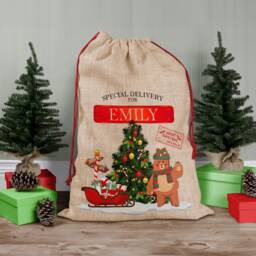 Personalised Christmas Sack, First Santa Sack For Boy, Girl Stockings, Xmas Present Cb016 - thumbnail 1