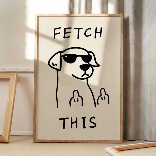Fetch This Dog Art Canvas Poster, Trendy Wall Art, Funny Aesthetic Decor, Retro Home Printed Gift - image 1