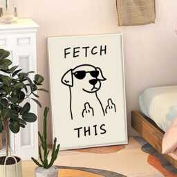 Fetch This Dog Art Canvas Poster, Trendy Wall Art, Funny Aesthetic Decor, Retro Home Printed Gift - thumbnail 3