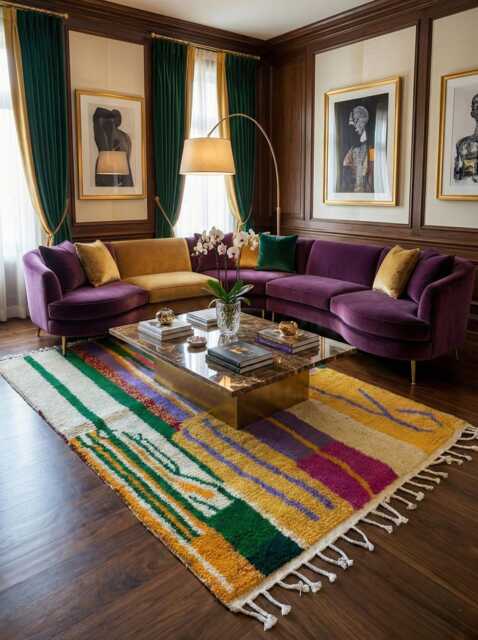 Authentic Handmade Moroccan Rug - Colorful Abstract Vertical Stripe Wool Carpet Bright Boho Area - image 1