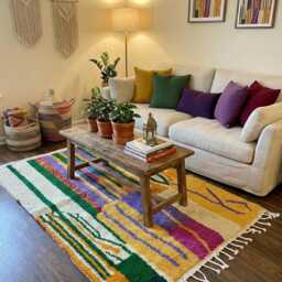 Authentic Handmade Moroccan Rug - Colorful Abstract Vertical Stripe Wool Carpet Bright Boho Area - thumbnail 3