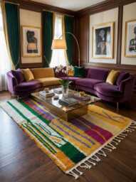 Authentic Handmade Moroccan Rug - Colorful Abstract Vertical Stripe Wool Carpet Bright Boho Area