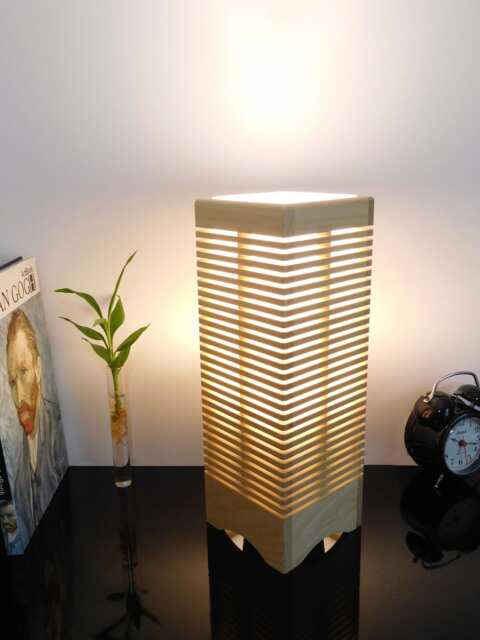 Wooden Table Lamp For Bedroom, Handmade Nightstand Light Fixture, Housewarming Gift - image 1
