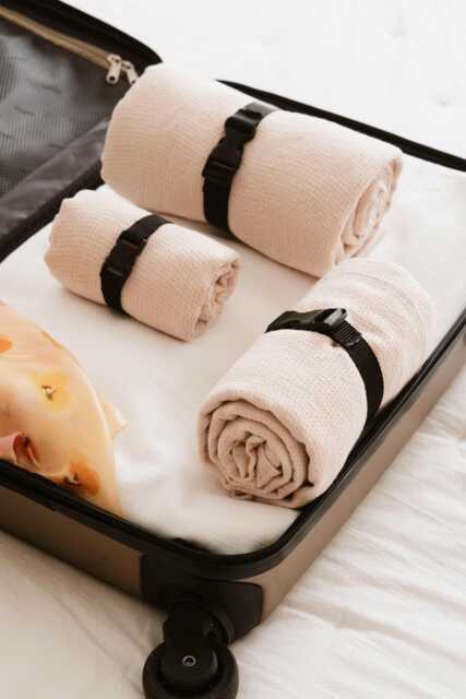 Linen Waffle Travel Towel - Lightweight & Soft Warm Beige/Sand Cream Minimalist Must-Have - image 1
