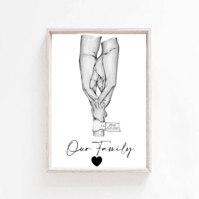 Personalised Family Hand Print, Hands Mothers Day Print, Father's Print, Baby Print, Family Christmas - image 1