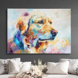 Golden Retriever Abstract Oil Painting Framed Print & Canvas Large Sizes Luxury Wall Art Poster Pet Home Decor Interior Dog Gift Idea - thumbnail 1