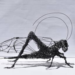 Wire Sculpture, Grasshopper, Father's Day Gift, Birthday Office Decor, Home Decor, Stand Art, Grasshopper, Floor, Steampunk Decor - thumbnail 2