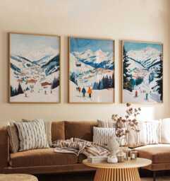 Set Of 3 St. Anton Skiing Travel Poster, Ski Print, Austria Art, Print