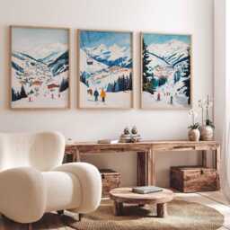 Set Of 3 St. Anton Skiing Travel Poster, Ski Print, Austria Art, Print - thumbnail 3