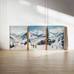 Set Of 3 St. Anton Skiing Travel Poster, Ski Print, Austria Art, Print - thumbnail 2