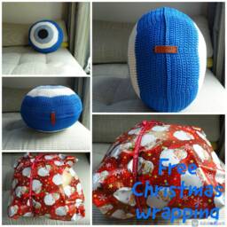 Evil Eye Knit Pillow, Lucky Charm Crochet Decorative Circle Macrame Cord Stuffed Double Sided - thumbnail 4