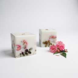 Large Square Pillar Candle, Scented Candle, Candle Gift For Her, Dried Flower in A Box, Birthday Her, Gift Idea Women - thumbnail 3