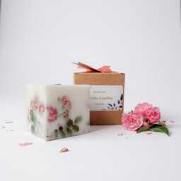 Large Square Pillar Candle, Scented Candle, Candle Gift For Her, Dried Flower in A Box, Birthday Her, Gift Idea Women - thumbnail 1