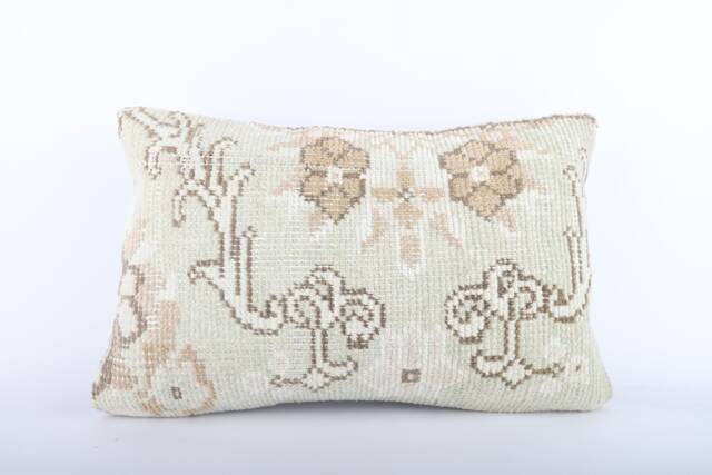 Handmade Turkish Kilim Lumbar Pillow Cover Wool Cushion - 16x24 - image 1