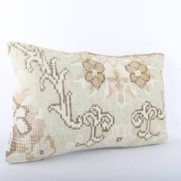 Handmade Turkish Kilim Lumbar Pillow Cover Wool Cushion - 16x24 - thumbnail 2