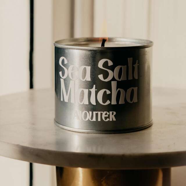 Sage & Sea Salt Matcha Soy Wax Candle - Summer Gifts Coffee Lovers Tin Vessel - image 1