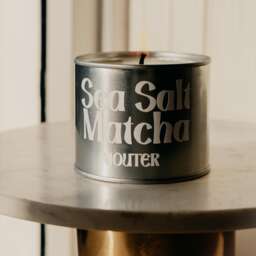 Sage & Sea Salt Matcha Soy Wax Candle - Summer Gifts Coffee Lovers Tin Vessel - thumbnail 1