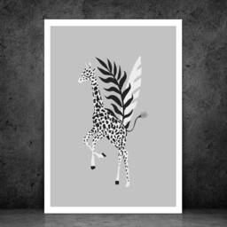 Monochrome Giraffe- Animal Print - Modern Poster Home Decor Gift Bespoke A5 A4 A3 Framed - thumbnail 2