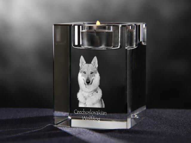 Czechoslovakian Wolfdog - Crystal Candlestick With Dog, Souvenir, Decoration, Limited Edition, Collection - image 1
