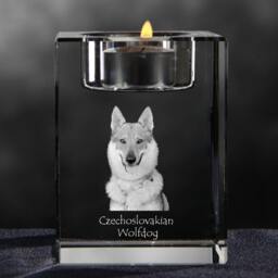 Czechoslovakian Wolfdog - Crystal Candlestick With Dog, Souvenir, Decoration, Limited Edition, Collection - thumbnail 3