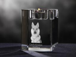Czechoslovakian Wolfdog - Crystal Candlestick With Dog, Souvenir, Decoration, Limited Edition, Collection - thumbnail 1