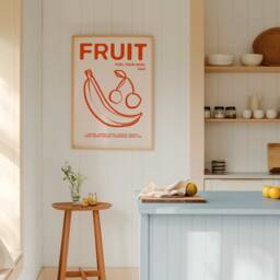 Retro Fruit Print, Poster, Food Kitchen Wall Art, Decor, Aesthetic Apartment Unframed - thumbnail 2
