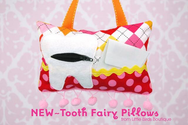 Tooth Fairy Pillow - in Remix Fabric By Ann Kelle For Robert Kaufman, Argyle in Garden - image 1
