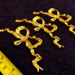 3 Gilt Gold Or White French Style Decorative Ribbon Onlay Applique Wall Furniture Moulding Pediment Plastic Decoration - thumbnail 2