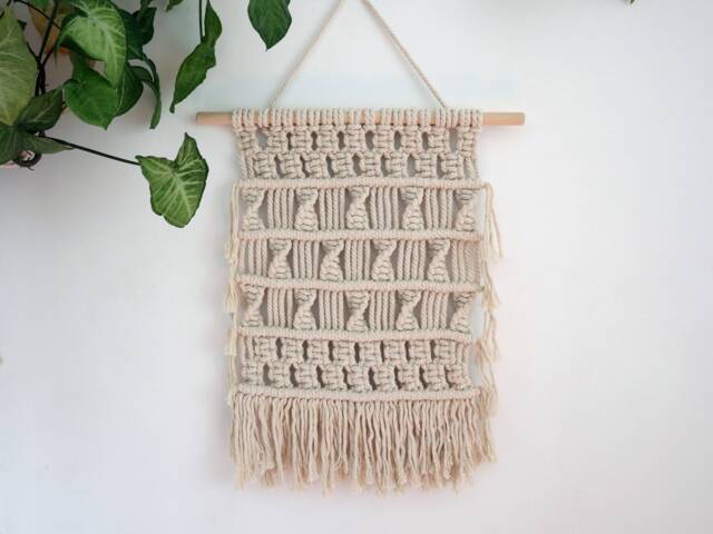 Boho Macrame Wall Hanging Unbleached Cotton, Hippie Chic Decor - image 1