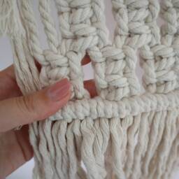 Boho Macrame Wall Hanging Unbleached Cotton, Hippie Chic Decor - thumbnail 4