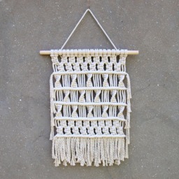 Boho Macrame Wall Hanging Unbleached Cotton, Hippie Chic Decor - thumbnail 3