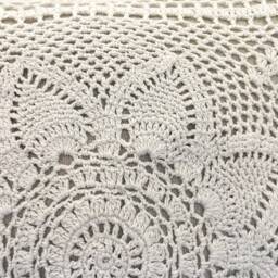 Hand Crocheted Flower Pillow Cover Bohemian Home Decor - 16x16'' - thumbnail 3