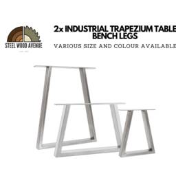 Industrial Steel Table Legs Trapezium Frame, Heavy-Duty Metal, Diy For Dining Table, Desk, Coffee Bench - Set Of 2 - thumbnail 2