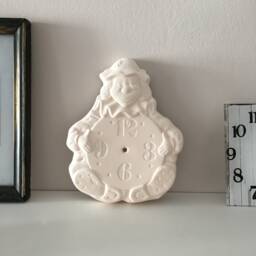 Ceramic Clock - Ready To Paint Bisque Happy Clown, Fun Home Decor, Diy Arts & Crafts Gift, Unique Wall - thumbnail 1
