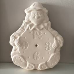 Ceramic Clock - Ready To Paint Bisque Happy Clown, Fun Home Decor, Diy Arts & Crafts Gift, Unique Wall - thumbnail 4