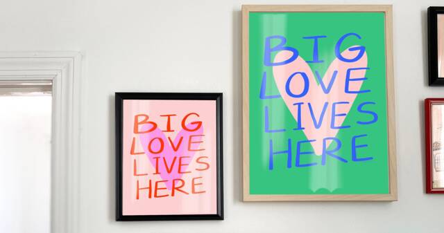 Big Love Lives Here Art Print Digital Download - Printable Artwork Happy Illustration House Warming Gift - image 1