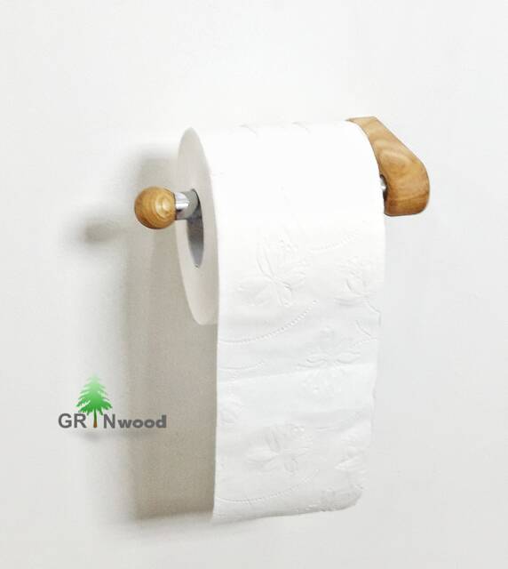 Toilet Paper Holder // Roll Wood Hook Hook Wall Tp - image 1